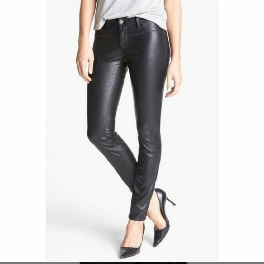 Blank NYC black spray on vegan leather pants